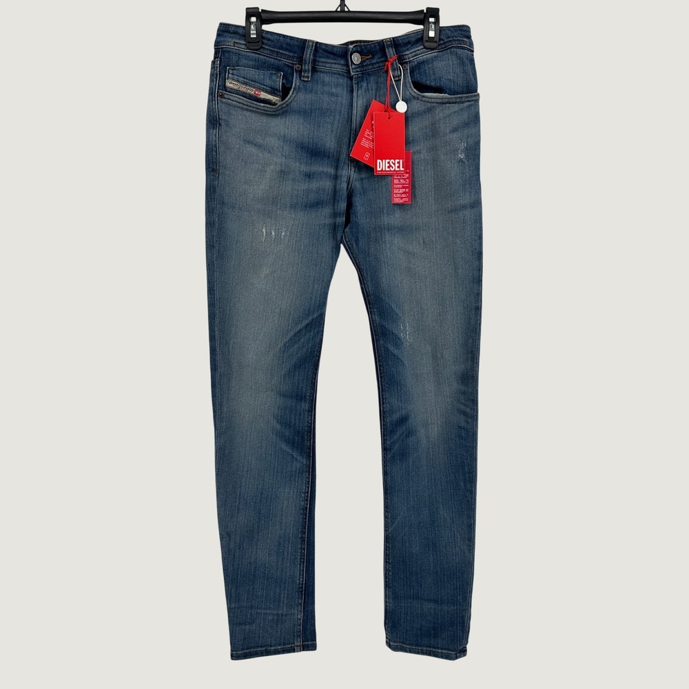 Diesel 1979 Sleenker‎ Jeans Men 31x32 Blue Solid Skinny Fit Modern Denim